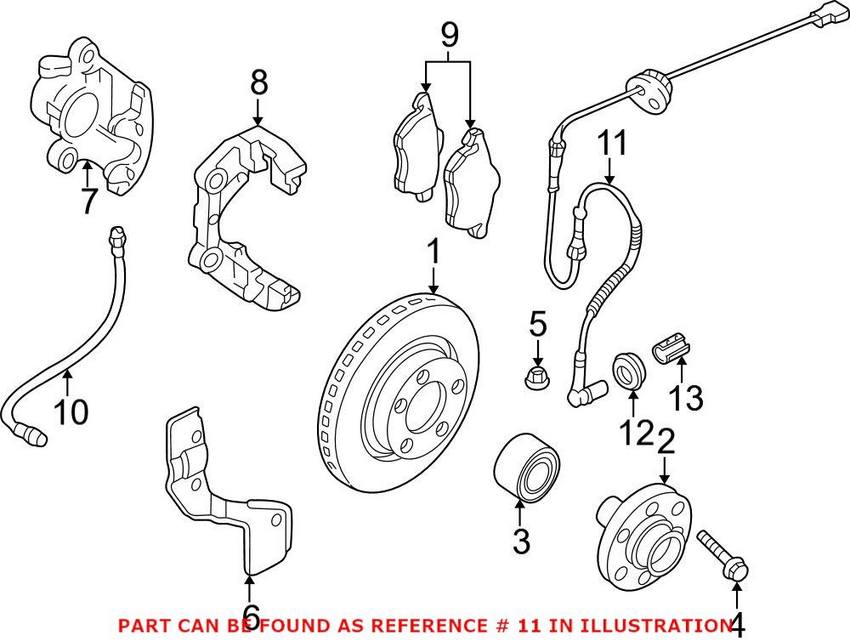 Audi VW ABS Wheel Speed Sensor - Front 8D0927803